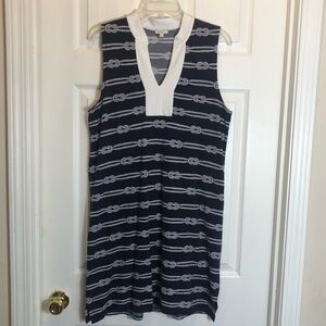 Talbots Nautical Rope and Knot Sleeveless V-Neck Dress. Size M